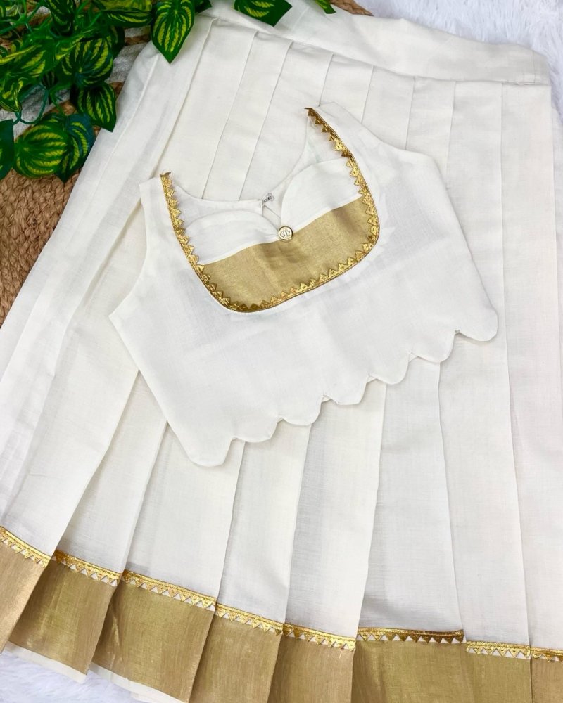 Pattu Pavada – Scalloped Gold Trim