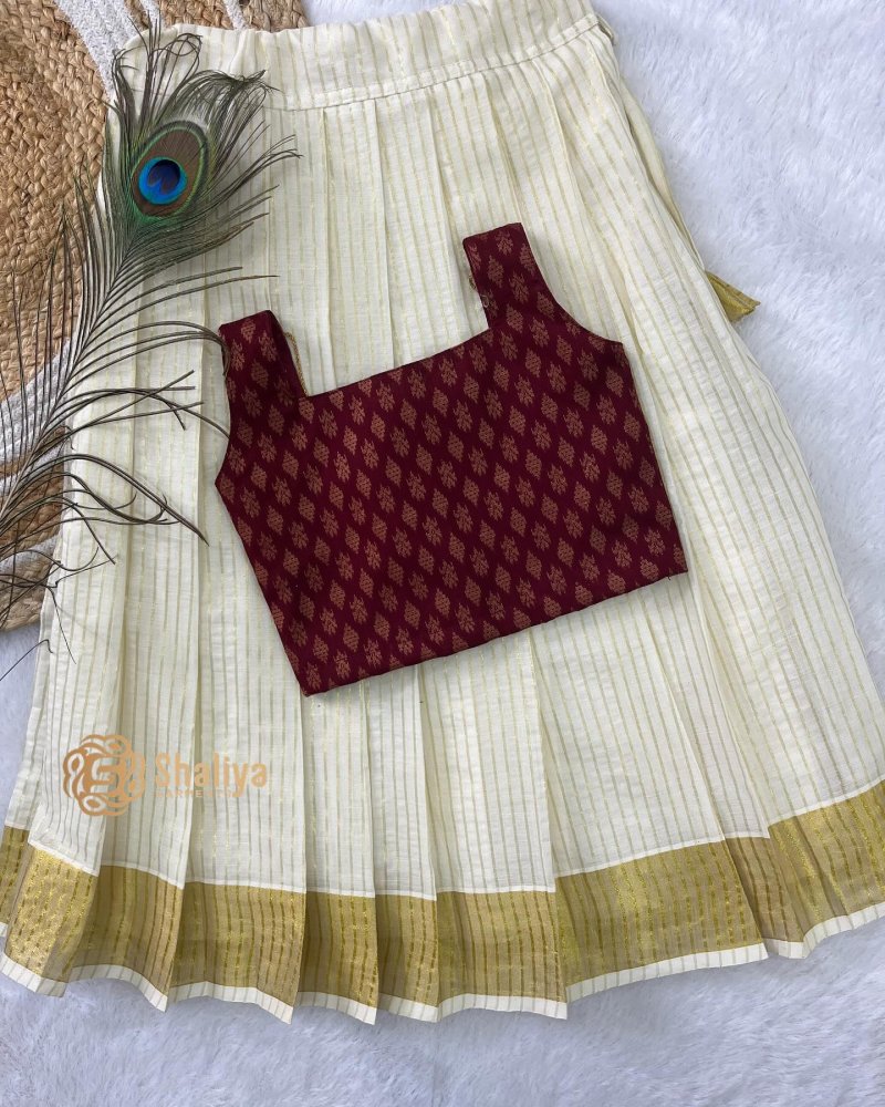 Pattu Pavada – Maroon Brocade Blouse